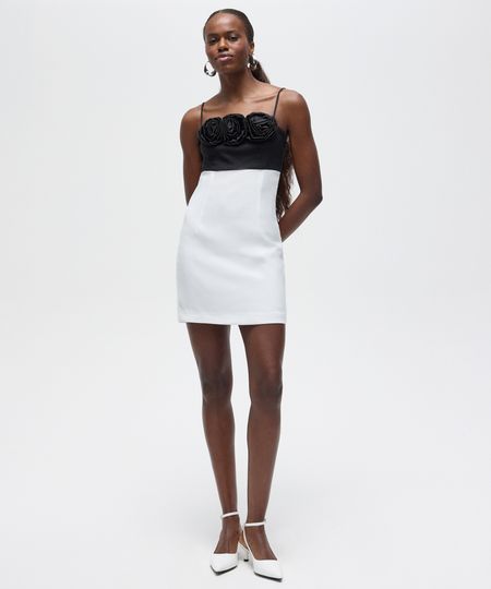 vestido curto alça fina floral patbo off white GG