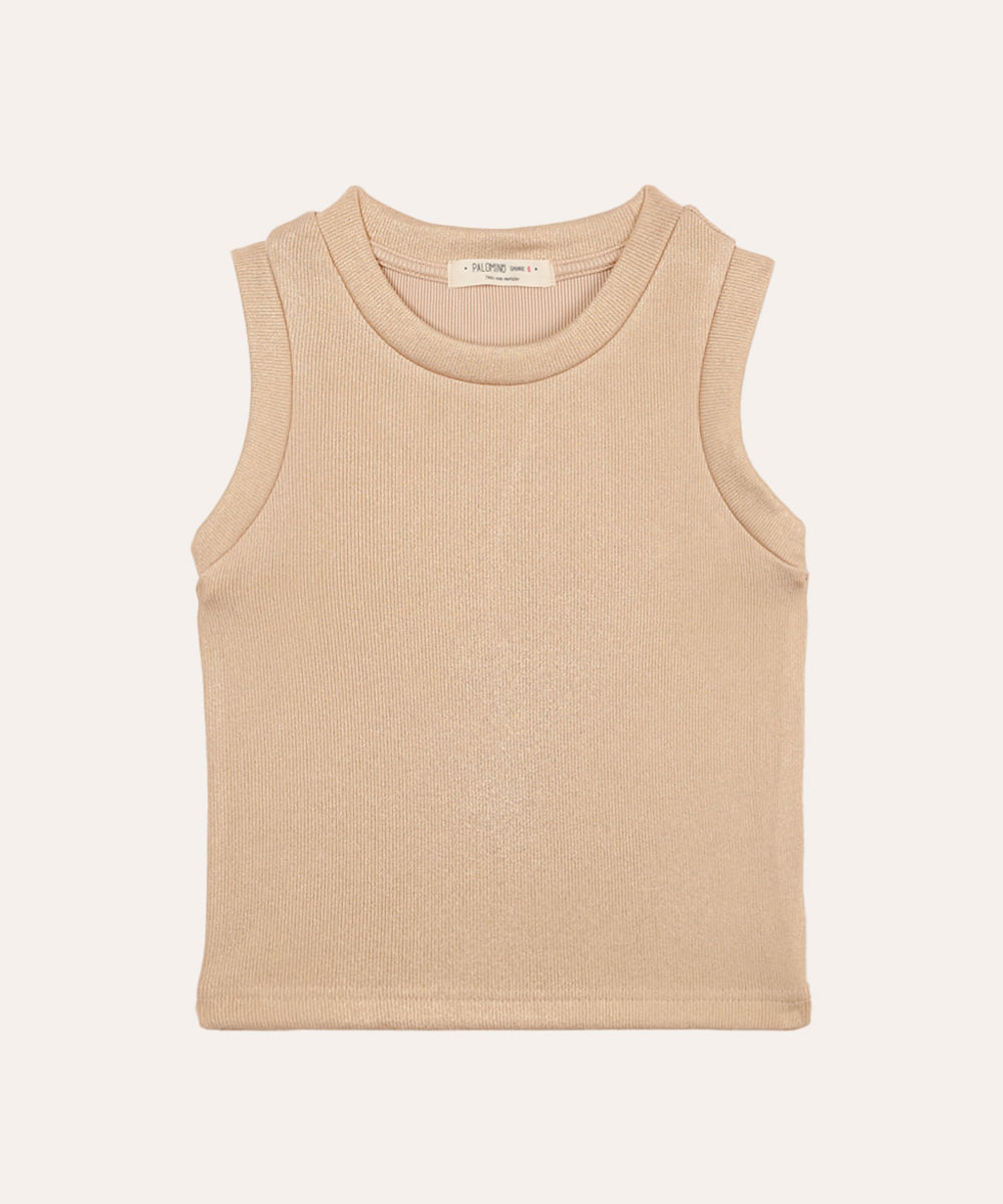 regata de tricot infantil metalizada dourada