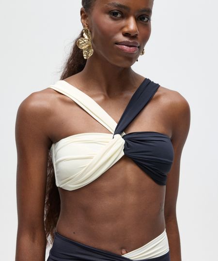 biquíni top halterneck bicolor patbo preto M