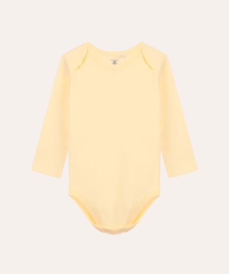 body de algodão infantil manga longa amarelo 3-6 body de algodão infantil manga longa amarelo 3-6