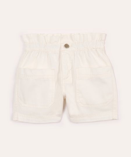 short chochard de sarja infantil com bolsos off white 12