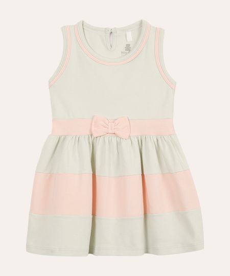 vestido infantil de algodão listrado verde 12-18