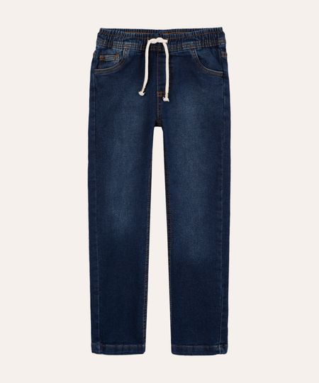 calça skinny infantil jeans cós com cordão azul 4