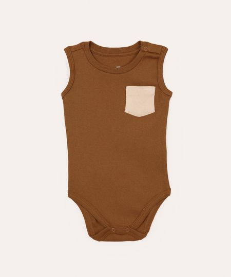 body de algodão infantil canelado marrom 9-12