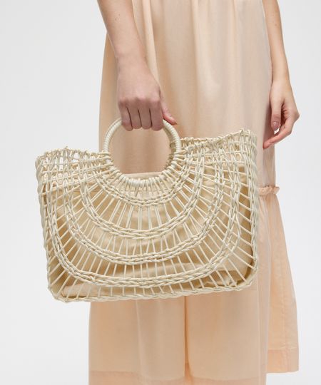 bolsa tote trançada patbo off white UNICO