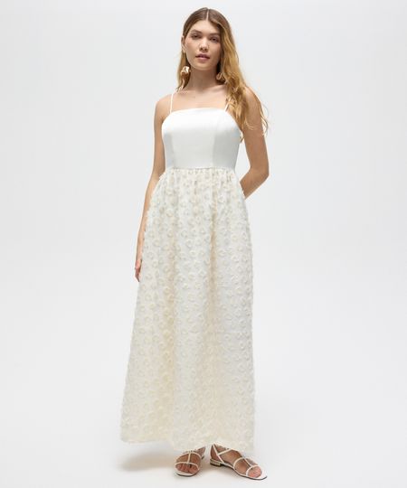 vestido midi texturizado patbo off white M