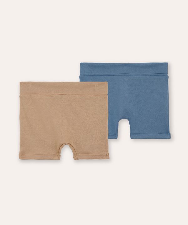 kit de 2 shorts infantis básico de algodão colorido 6-9