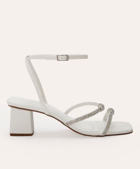 sandália bico quadrado com brilhos oneself branco 37 sandália bico quadrado com brilhos oneself branco 37