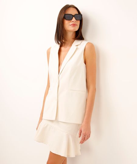colete alfaiataria alongado com botões off white GG