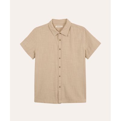 camisa de algodão juvenil texturizada bege