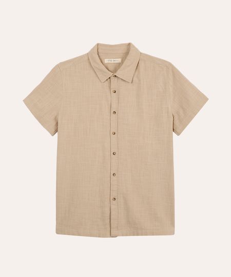 camisa de algodão juvenil texturizada bege 10