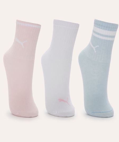 kit 3 meias cano longo infantil puma colorido 34-37 kit 3 meias cano longo infantil puma colorido 34-37