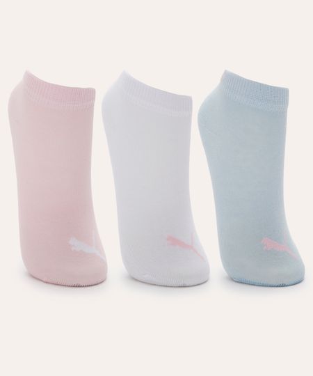 kit de 3 meias soquete infantil puma colorido 30-33 kit de 3 meias soquete infantil puma colorido 30-33