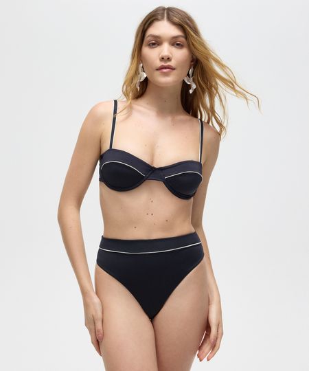 biquíni calcinha hot pant com nervura patbo preto PP