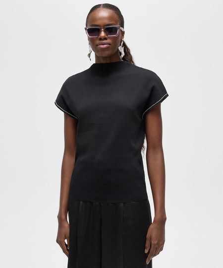 regata de tricot muscle tee com strass patbo preta M