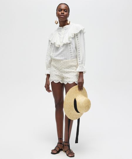 short de renda patbo off white 38