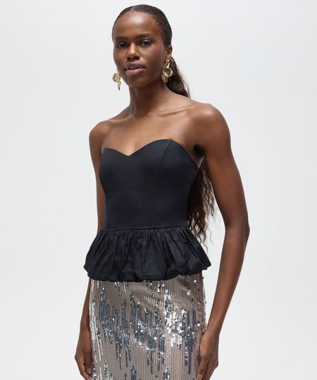 top sem alça peplum patbo preto M