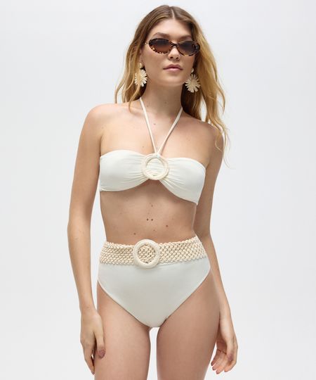 biquíni calcinha hot pant com cinto patbo off white M biquíni calcinha hot pant com cinto patbo off white M