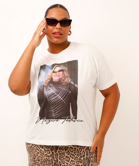 camiseta de algodão nazaré plus size off white GG2
