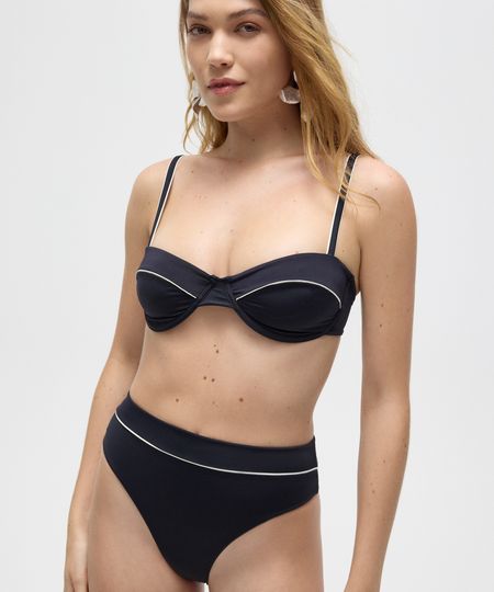 biquíni top meia taça com nervuras patbo preto P biquíni top meia taça com nervuras patbo preto P