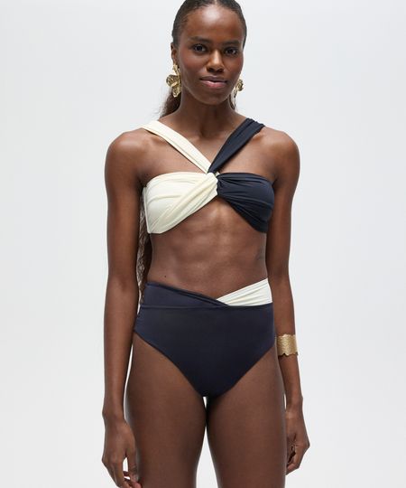 biquíni calcinha hot pant bicolor patbo preto PP