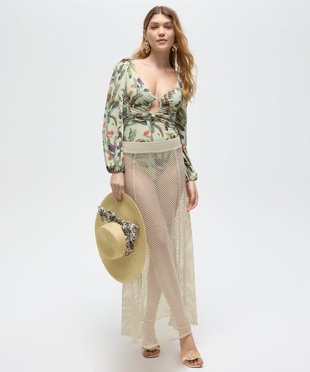 saia midi saída de praia de tricot patbo off white PP