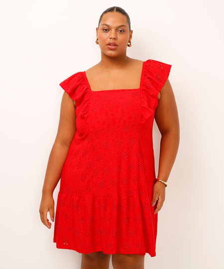 vestido curto de laise plus size - vermelho GG2