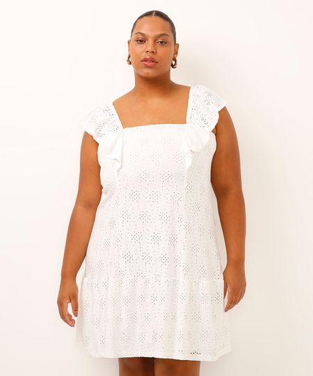 vestido curto de laise plus size off white GG3