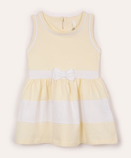 vestido infantil de algodão listrado amarelo 6-9 vestido infantil de algodão listrado amarelo 6-9