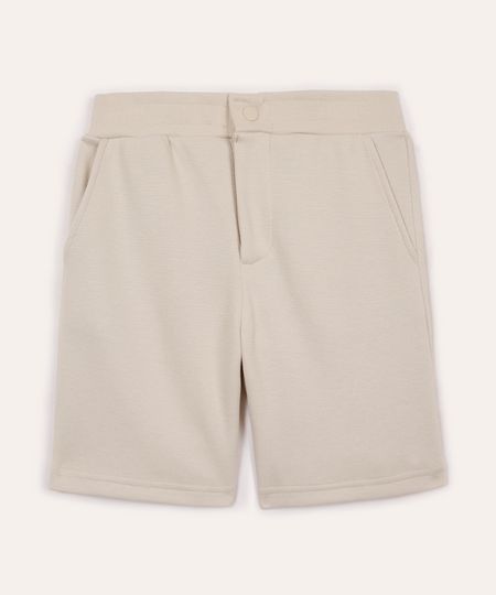 shorts de algodão infantil com bolsos bege 8
