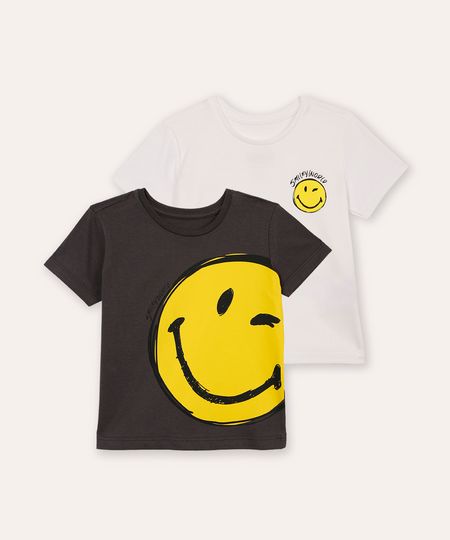 kit de 2 camiseta infantis smileyworld colorida 1