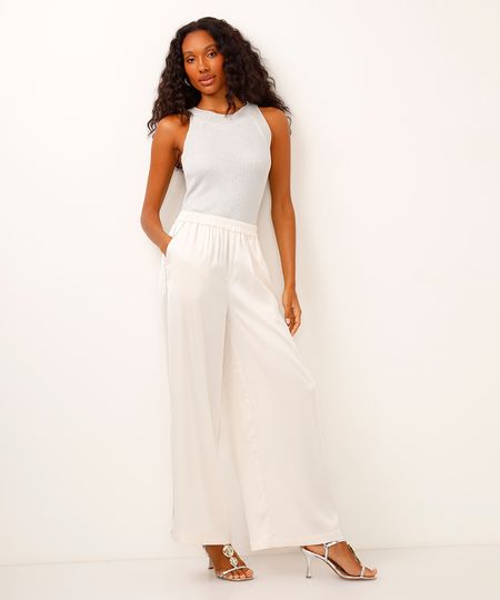 calça reta com nervuras off white GG calça reta com nervuras off white GG