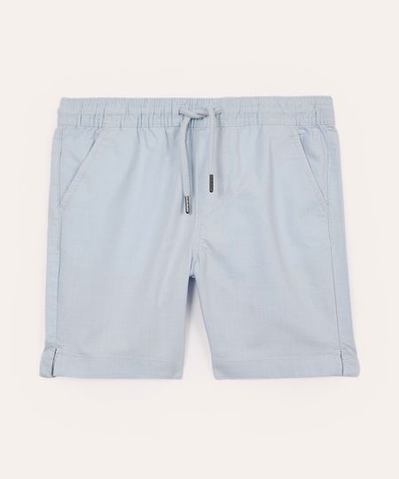 bermuda de sarja infantil cós com elástico azul 12