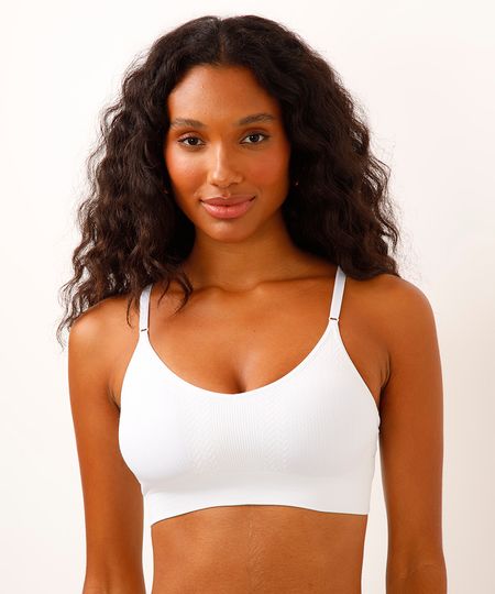 sutiã texturizado com bojo removível e sem costura delrio branco P sutiã texturizado com bojo removível e sem costura delrio branco P