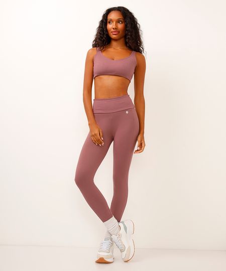 calça legging esportiva ace com recorte lateral rosa M