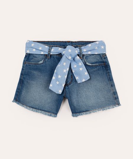 short mom infantil jeans com cinto faixa azul 10
