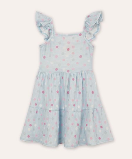 vestido infantil manga babado poá azul 4 vestido infantil manga babado poá azul 4