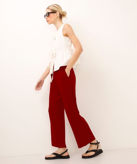 calça clochard com bolso vermelha 34