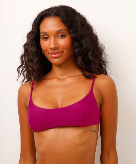 biquíni top faixa com bojo removível roxo G biquíni top faixa com bojo removível roxo G