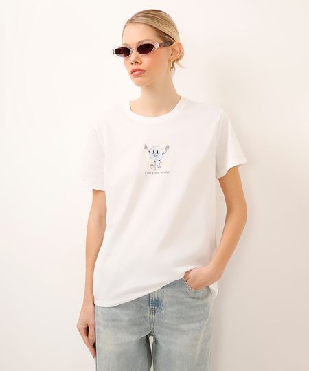 camiseta de algodão ano novo off white PP