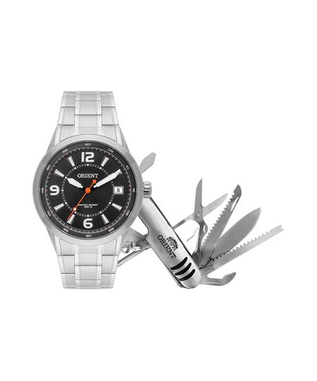 relógio orient analógico calendário mbss1269 k756p2sx prateado UNICO relógio orient analógico calendário mbss1269 k756p2sx prateado UNICO