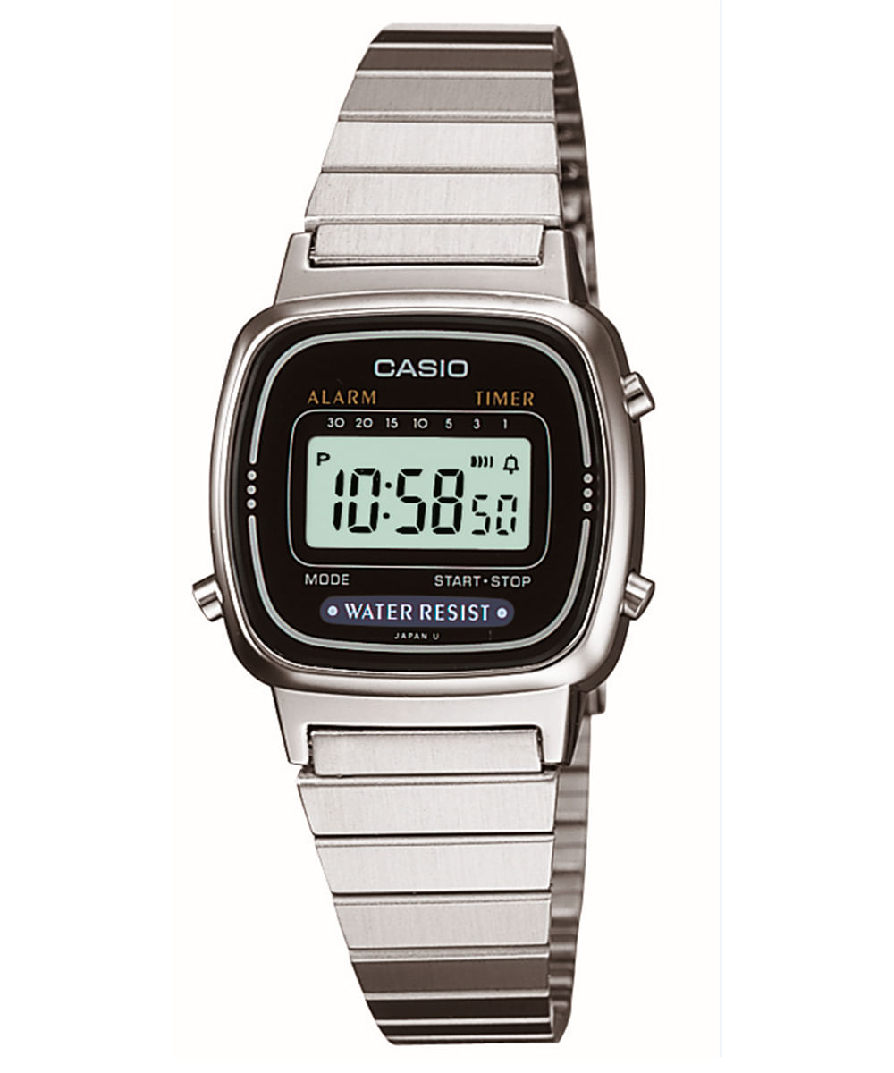 relógio casio digital la670wa 1df prateado