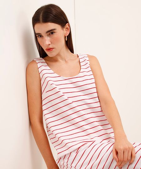 regata de algodão listrada vermelha PP regata de algodão listrada vermelha PP