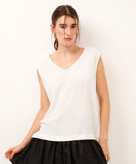regata decote v texturizada off white G
