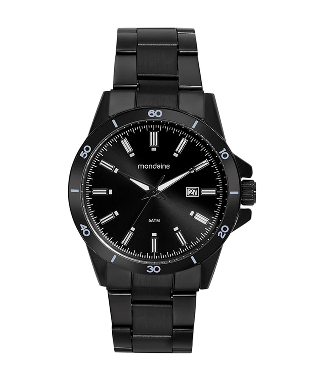 relógio mondaine analógico calendário 99737gpmvpe1kb preto