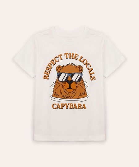 camiseta infantil de algodão capivara off white 8