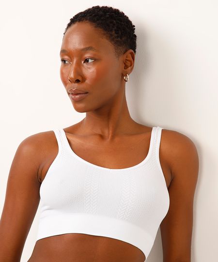 top texturizado sem costura delrio branco P top texturizado sem costura delrio branco P