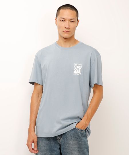 camiseta de algodão peruano surf azul P