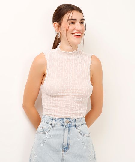 regata de tule texturizada off white G