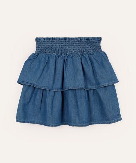 saia jeans infantil com lastex azul 4